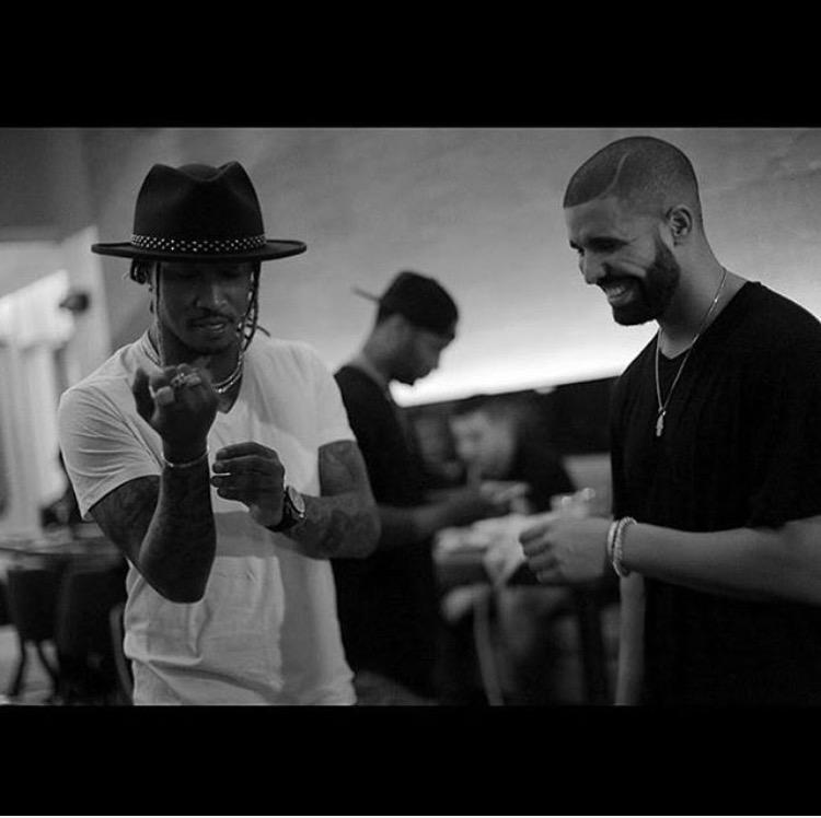 Rappers Future and Drake conversing. Posted on instagram account @champagnepapi on Sunday, September 20th the day of the mixtape release.