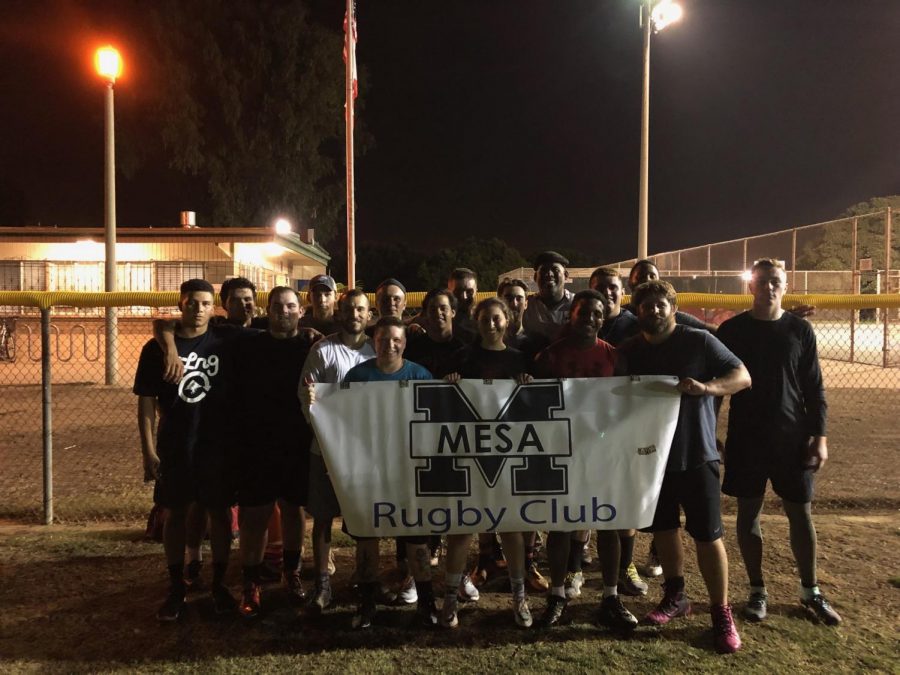 Mesa Colleges rugby club enjoying the end of their practice.