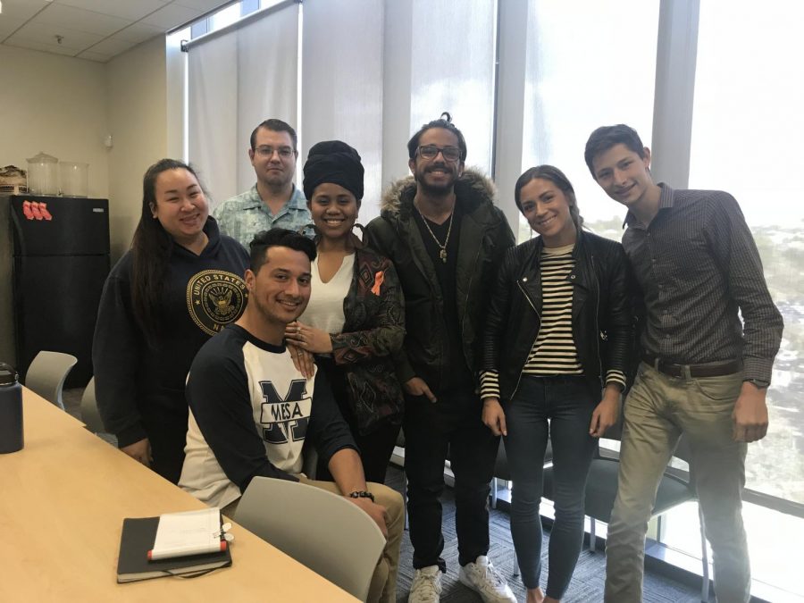 Seven out of the nine newly elected AS Senators: (left to right)May Nguyen, Timothy Ackerson, Rene Murillo, Jade Robinson, Baktash Olomi, Emilie Bengtsson, and Theo Douwes.