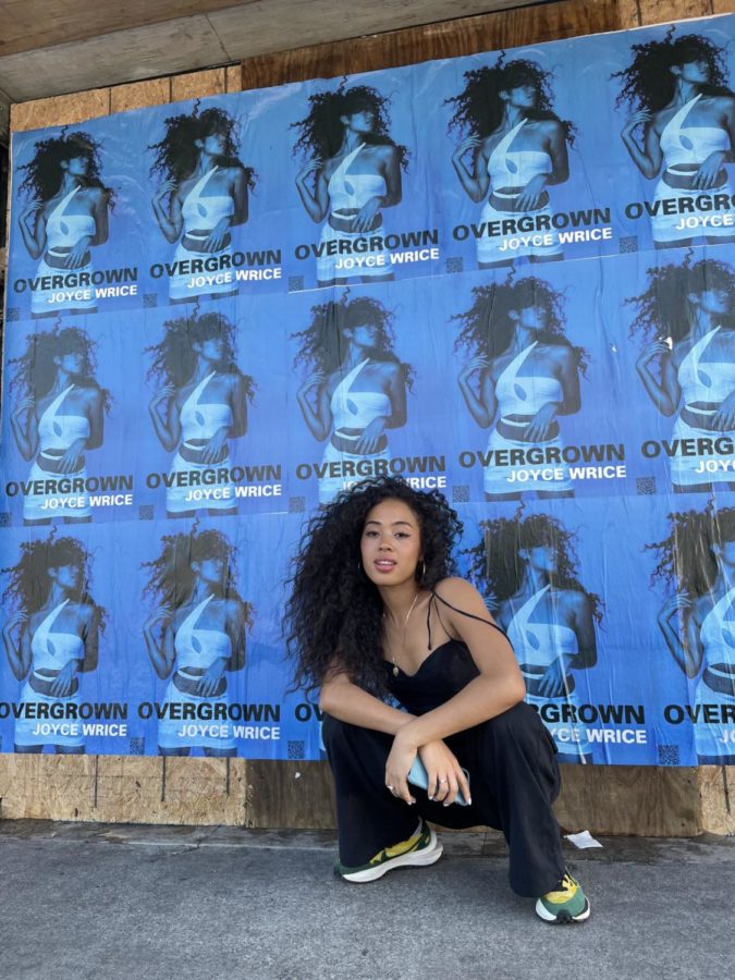 Joyce Wrice poses in front of her album cover on Melrose Avenue 