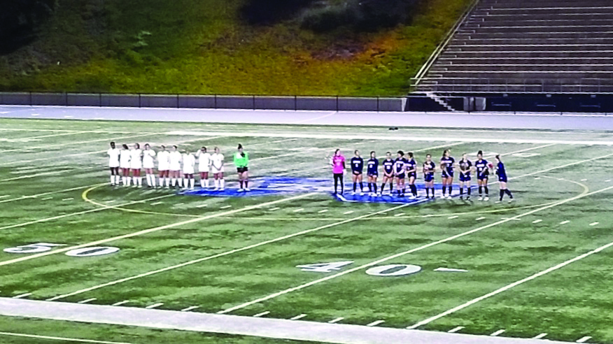 The San Diego Mesa College Women's soccer team lines up for their game against Southwestern College, eventually leading to a 5-1 victory, giving them a 9 winstreak. 