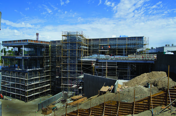 Construction continues with the Student Services Center as electrical, plumbing, and wall framing is currently underway with a set completion date in mid 2012. Photo Credit: Nicholas Santiago/The Mesa Press