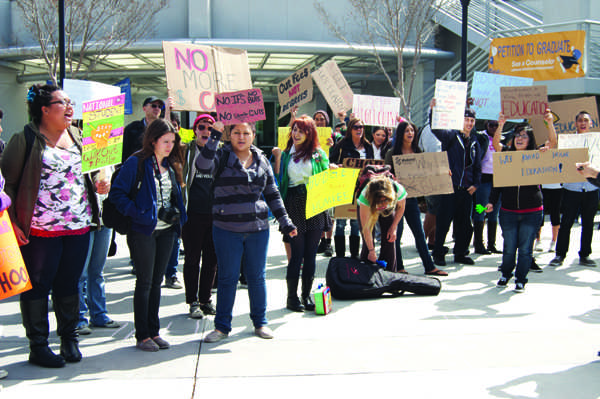 A walkout rally and protest on March 1 brought students, teachers and administrators out of their classrooms at San Diego Mesa College.              Photo by Lauren J. Mapp/Editor-in-Chief