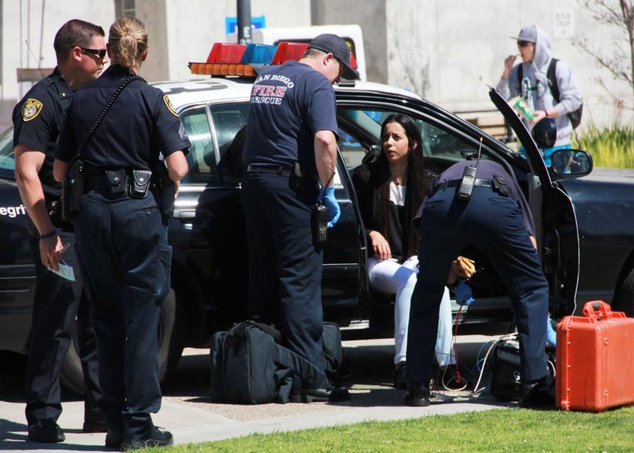 Police and EMT responded to an apparent domestic dispute call on campus in front of the LRC today around 1 p.m. It is reported that two Mesa students intervened. More details to come. Photo by M.A. Damron-Photo Editor