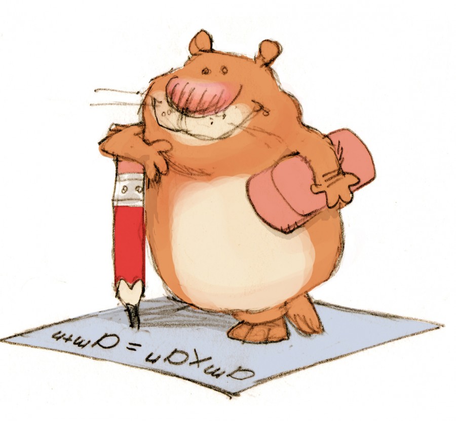 ILLUSTRATION: Hamster doing math