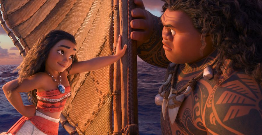 An animated still from the movie Moana voiced by  Aulii Cravalho as Moana and Dwayne Johnson as Maui. (Walt Disney Animation Studios/TNS)