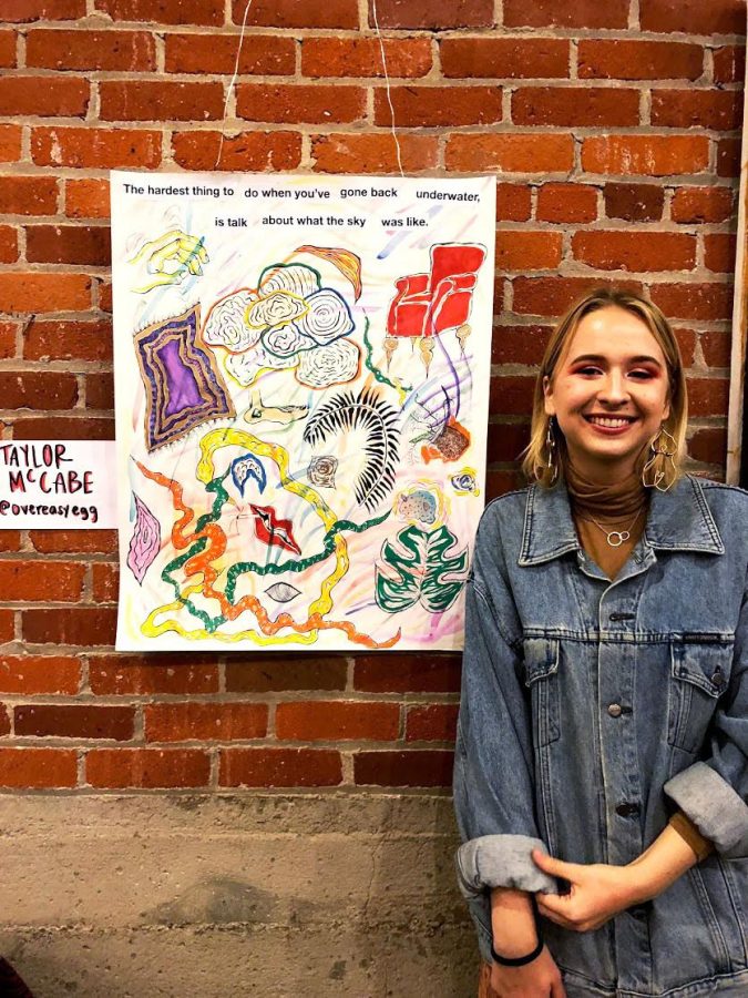 Student+Taylor+McCabe+showcases+her+art+with+fellow+local+artist+as+a+part+of+Color+Theory+Club.+Photo+Credit%3A+Mayra+Figueroa+Vazquez.
