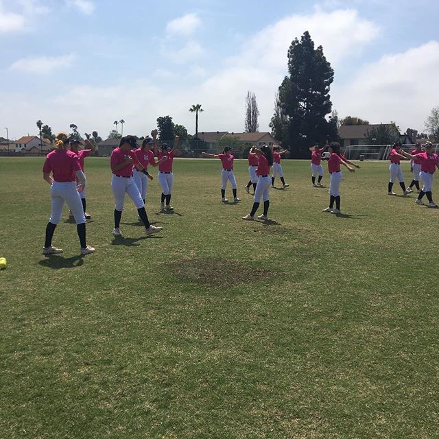 Lady Olympians warm up before their game against Grossmont College.