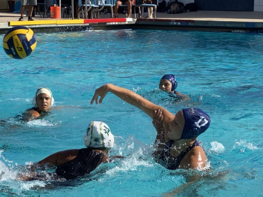 Womens water polo shooting to score