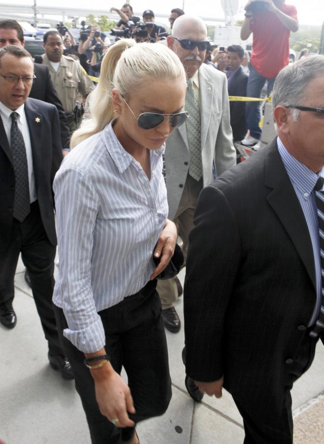 Lindsay Lohan arriving to court during her highly publicized legal troubles in 2011.