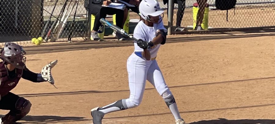 Ambria Guye squaring up the pitch hoping to put San Diego Mesa back on the board. 