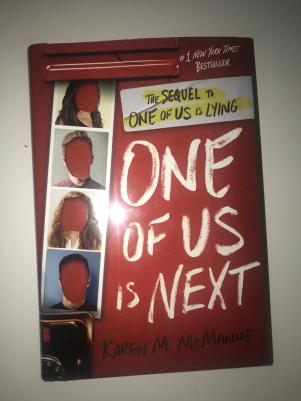 "One of Us is Next" by Karen M. McManus, a mystery thriller fiction novel.