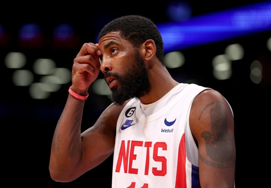 Kyrie+Irving+%2811%29+of+the+Brooklyn+Nets+reacts+in+the+fourth+quarter+against+the+Indiana+Pacers+at+Barclays+Center+on+October+29%2C+2022%2C+in+the+Brooklyn+borough+of+New+York+City