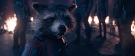 Rocket (voiced by Bradley Cooper) in Marvel Studios Guardians of the Galaxy Vol. 3. 