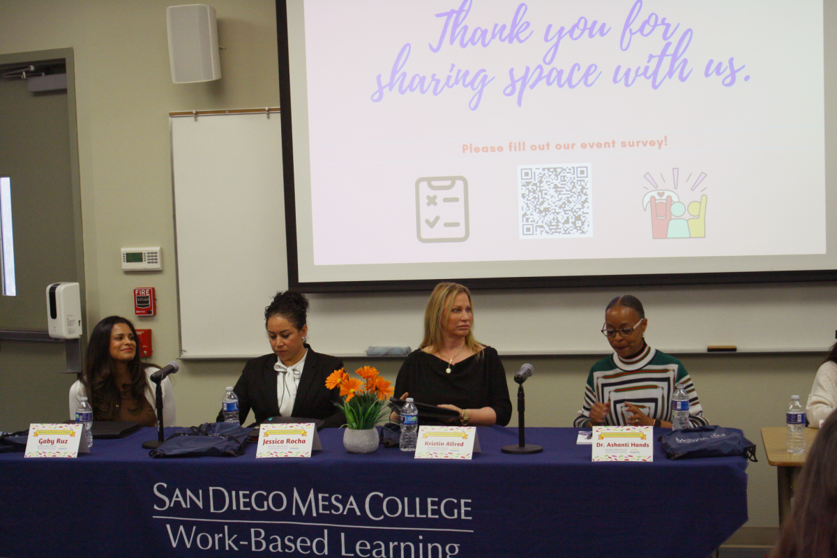 Panel of inspiring women preparing to share their thoughts, experiences, and advice.