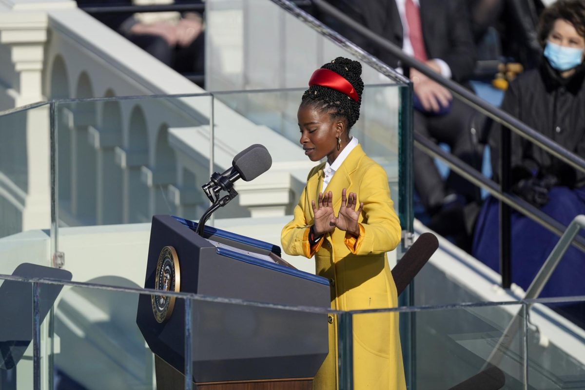 Amanda Gorman reads a poem during the 59th presidential inauguration in Washington, D.C. on Jan. 20, 2021. 
