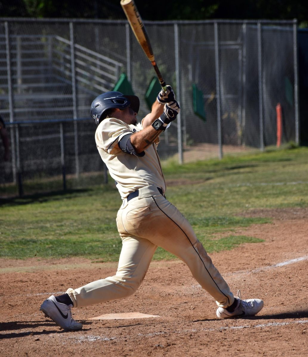 Mesa outfielder #12, Jacob Lanza, hits the second home run  of the game for Mesa